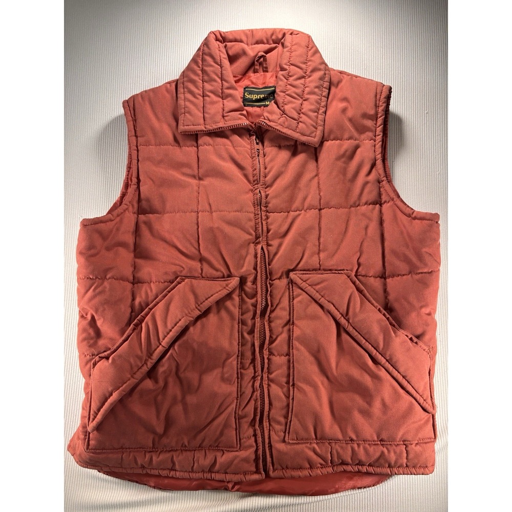 Vintage 70's 80's Supreme Quilted‎ Puffer Best Men's Medium Rust Orange Gorpcore